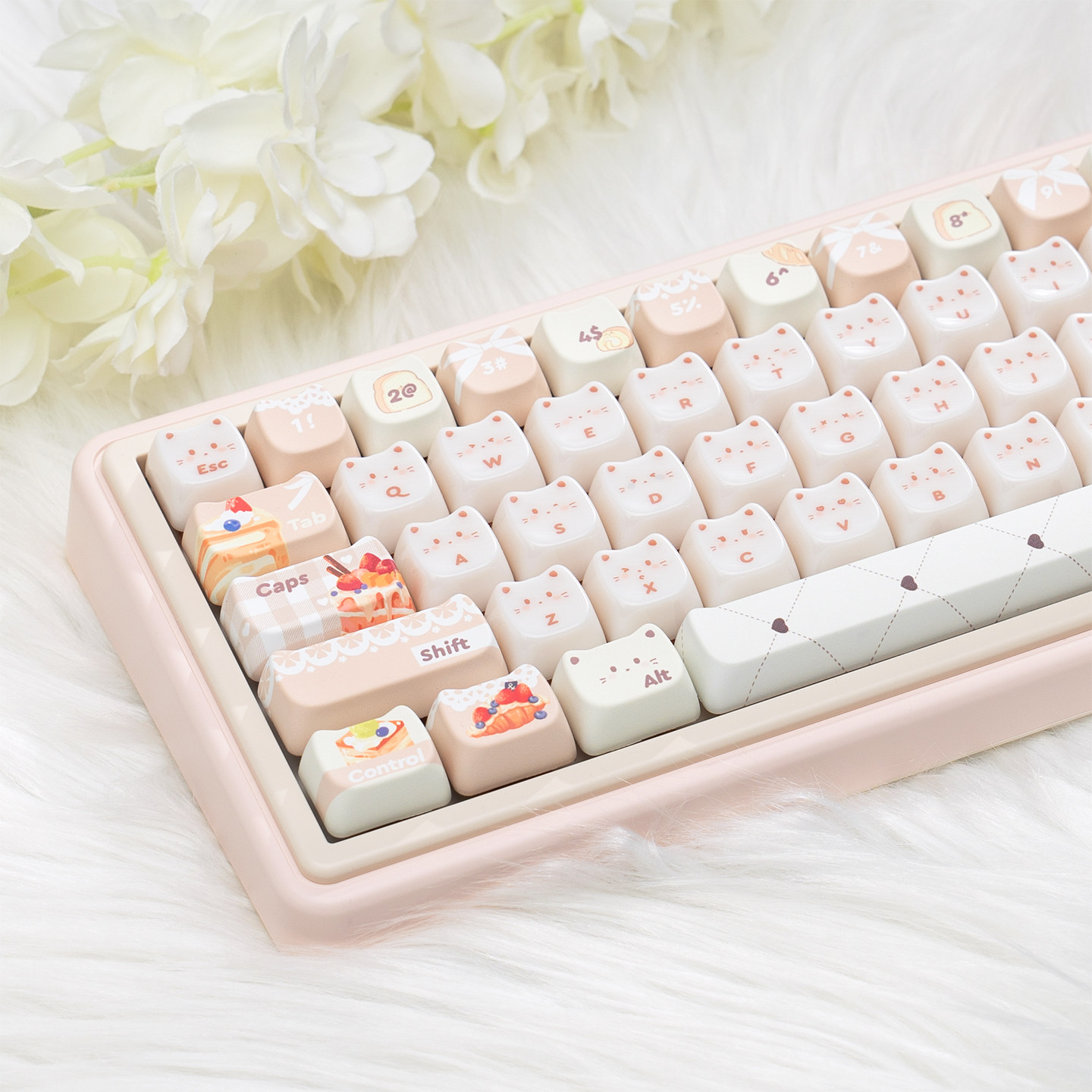 烘焙猫咪PC玉脂陶瓷手感键帽MAO高度适用hi75前行者狼蛛迈从k99等图片