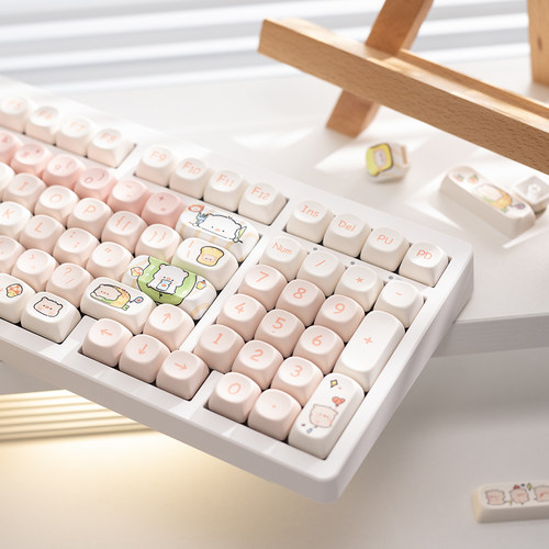 漫步猫M98单模有线机械键盘gasket结构RGB麻将音女生办公游戏可爱