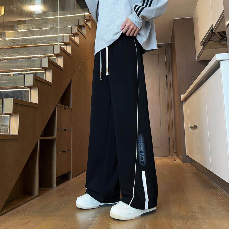 青少年春秋冬季加绒加厚休闲裤子胖男孩学生直筒长裤大童运动卫裤