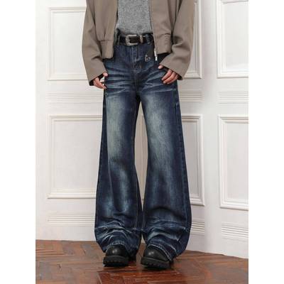 FLYOFF美式覆古水洗猫须微喇叭牛仔裤男新款休闲小众情侣拖地裤子