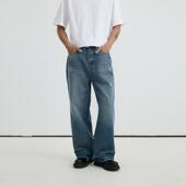 男潮24AW VMCL闪电破洞 日系复古水洗宽松直筒牛仔长裤 vermicell