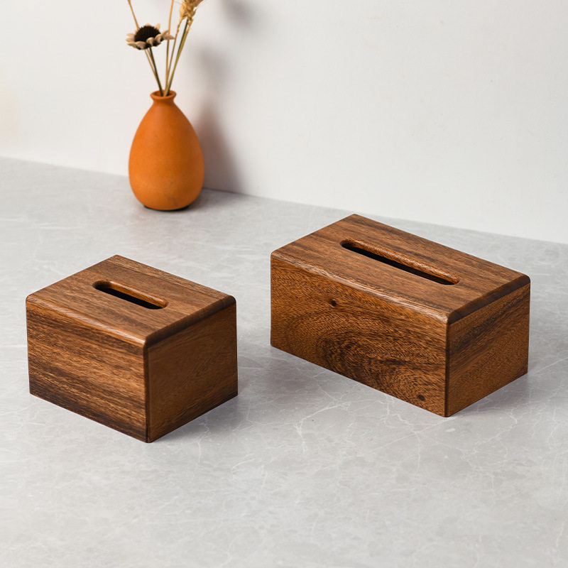 长方形复古抽纸盒实木轻奢纸巾盒相思木中式客厅家用创意餐巾盒子