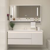 智能浴室柜陶瓷一体盆洗脸盆柜组合洗手池卫生间洗漱台面简约实木