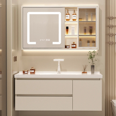 奶油风轻奢浴室柜组合