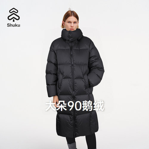 长款鹅绒羽绒服，纯色中性款