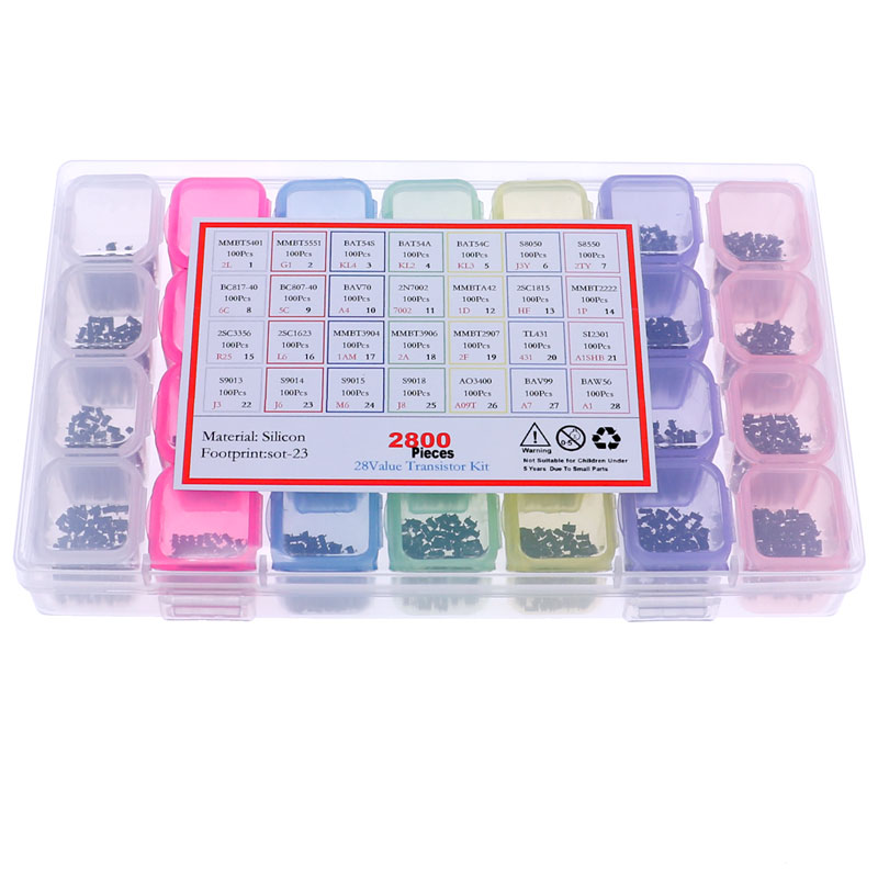 28种2800个常用贴片三极管SOT-23封装J3 M6 G1 1P 2A 2F 1AM盒装