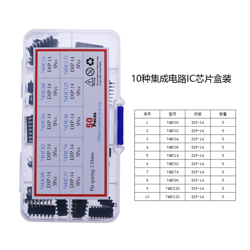 10种集成电路IC芯片直插74HC系列00/02/04/08/86/125/74HC132混装