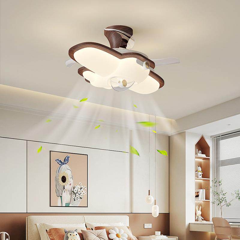 中古风隐形风扇灯卧室卡通创意个性儿童房飞机灯男孩女孩电扇吊灯