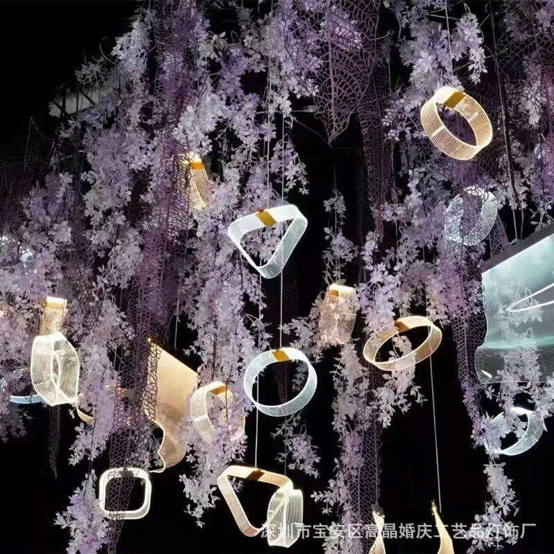 新款高亮发光亚克力10头吊灯婚礼堂酒店吊顶装饰灯婚庆道具