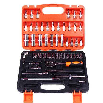 53件套装1/4接杆棘轮快速扳手套筒汽修汽保工具组套五金工具