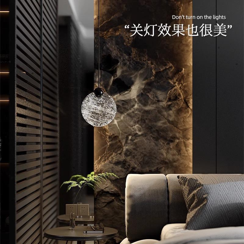 浮冰水晶小吊灯氛围感装饰卧室床头高级感轻奢入户玄关过道吊线灯