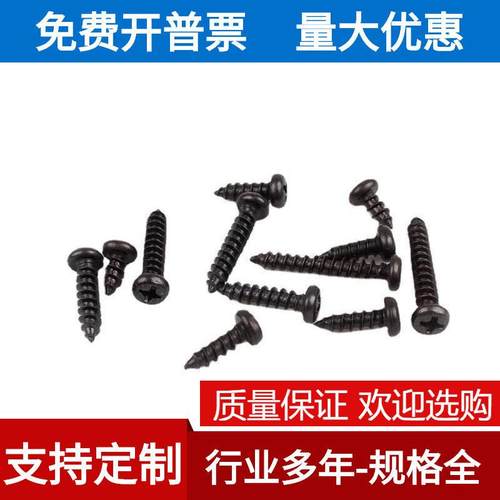 M2.3 304黑色不锈钢十字圆头自攻螺丝钉镀黑锌十字盘头自攻木螺丝