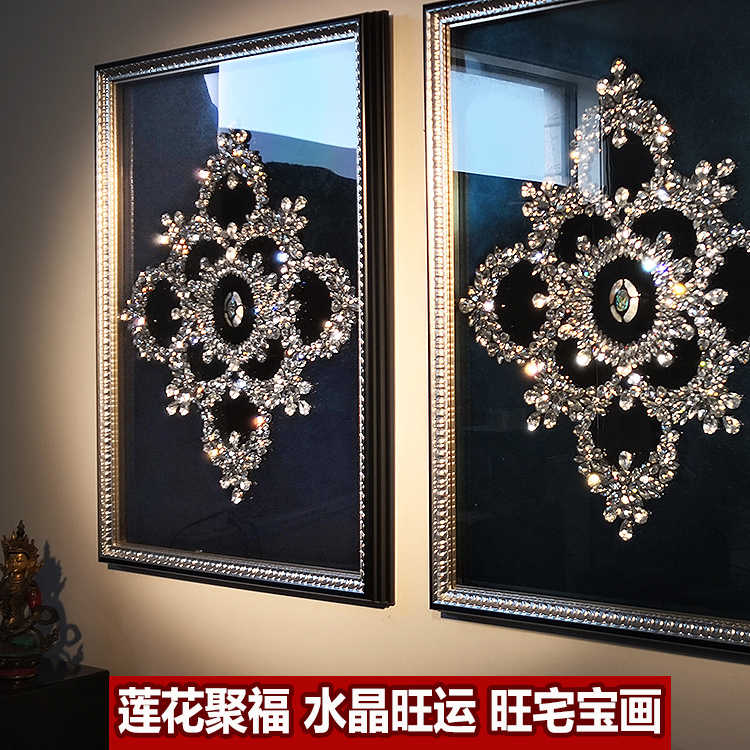 翡冷翠轻奢装饰画客厅玄关立体画美式电箱挂画手工镶嵌水晶背景画图片