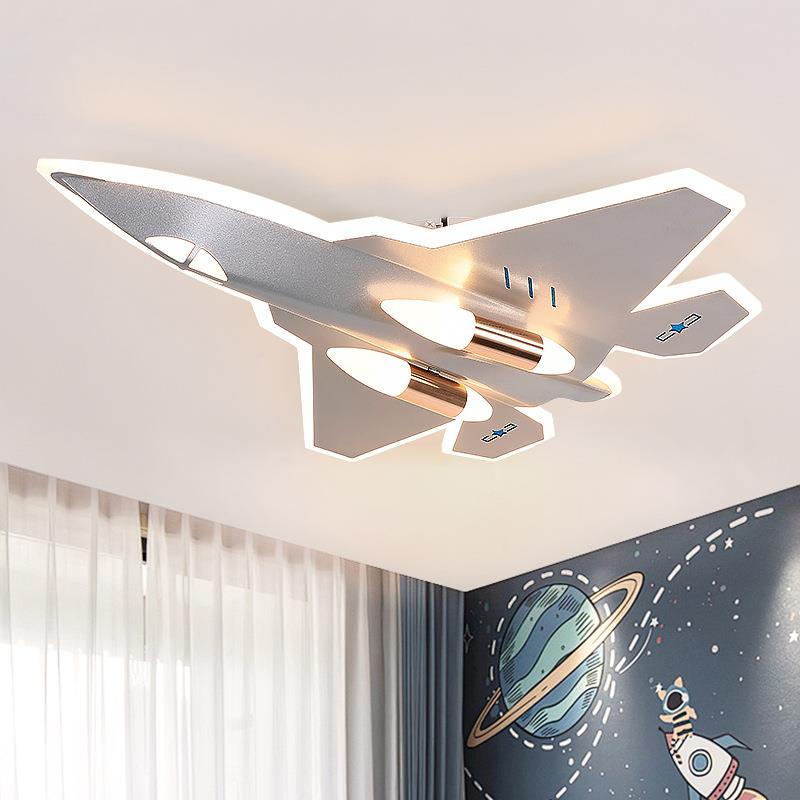 2024新款儿童房灯全光谱飞机模型灯战机男孩卧室战斗机吸顶灯
