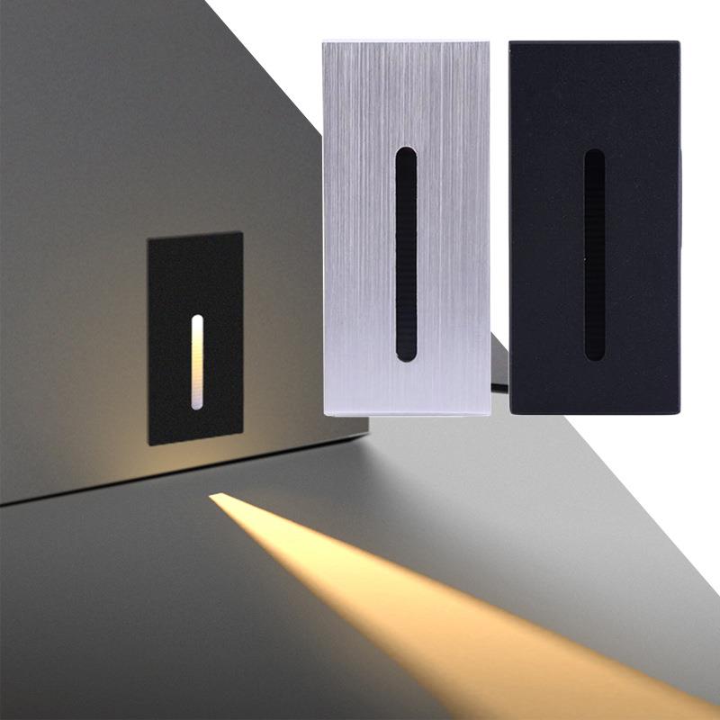 LED墙角灯户外嵌入式楼梯阶梯灯2W3W过道踏步地脚灯防水楼梯灯