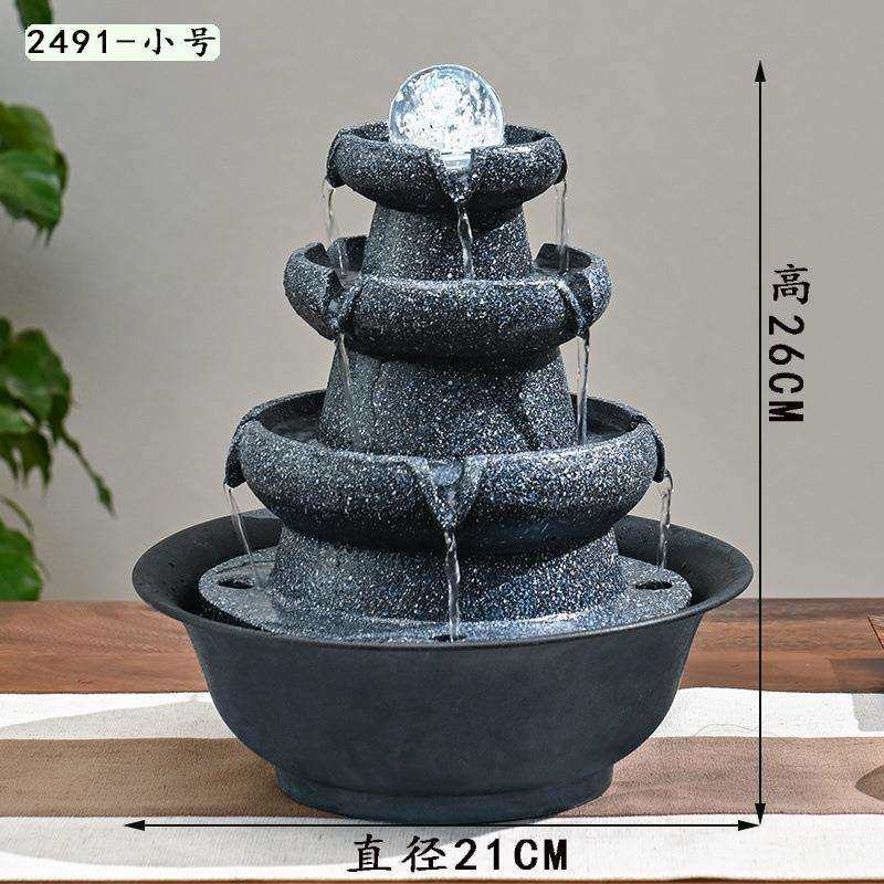 八方来财流水摆件客厅办公空气加湿器风水轮循环生财水晶球摆件