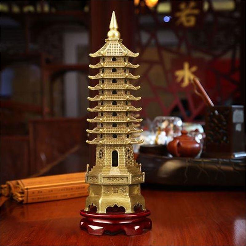 全铜文昌塔摆件学生书桌儿童房装饰品客厅摆设精工九层十三层铜塔