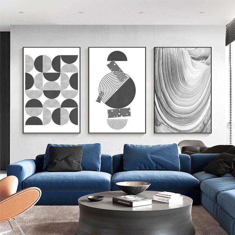 抽象黑白灰壁画房间装饰画现代简约玄关壁画旅馆客栈酒店卧房挂画