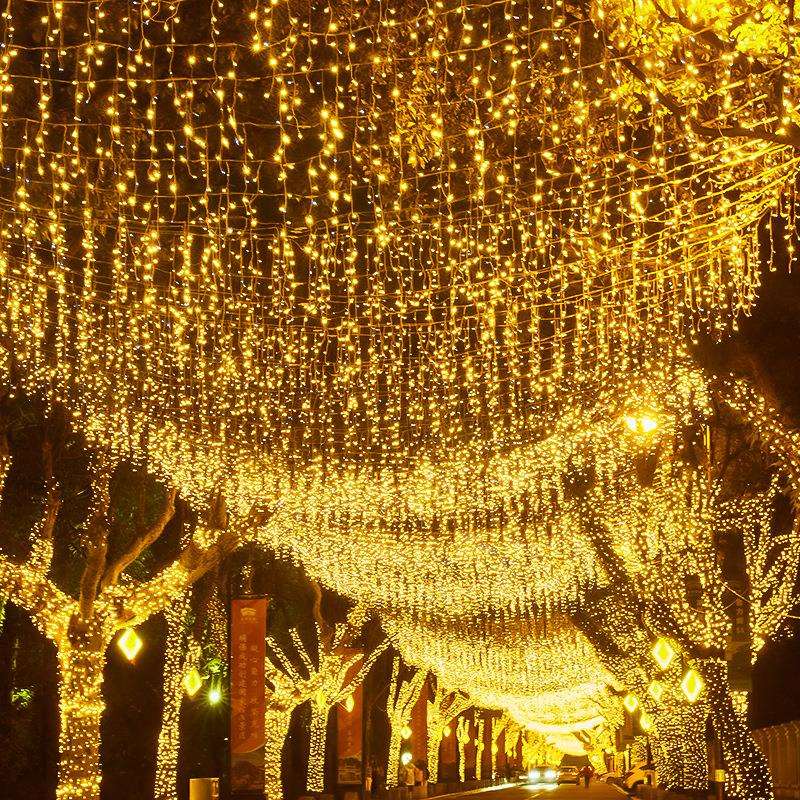 大量瀑布冰条窗帘彩灯圣诞铜线装饰串灯露营氛围夜市LED灯串
