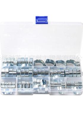 80PCS盒装双耳环箍 镀锌卡箍密封管夹 8种规格 双耳无极弹性箍圈