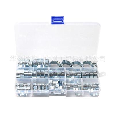 80PCS盒装双耳环箍 镀锌卡箍密封管夹 8种规格 双耳无极弹性箍圈