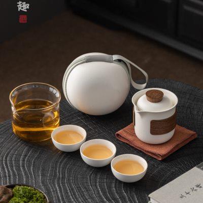 喜趣便携式旅行茶具套装随身包快客杯个人专用户外露营过滤泡茶壶
