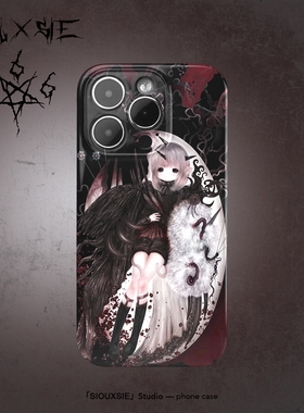 Siouxsie哥特风梦幻萝莉适用苹果15promax手机壳14pro艺术13mini小众12高级感xs女菲林全包保护套imd磨砂软壳