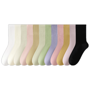 无骨袜子女春秋款中筒袜纯棉防臭堆堆月子袜夏季白色搭配拖鞋长袜