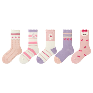 女童袜子春秋冬季纯棉儿童小女孩高筒袜宝宝全棉a类无骨中长筒袜