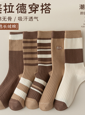 袜子女中筒袜春秋冬季纯棉无骨月子长袜2025新款爆款美拉德长筒袜