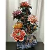 花开富贵 陶瓷工艺品 石湾公仔 牡丹花摆件