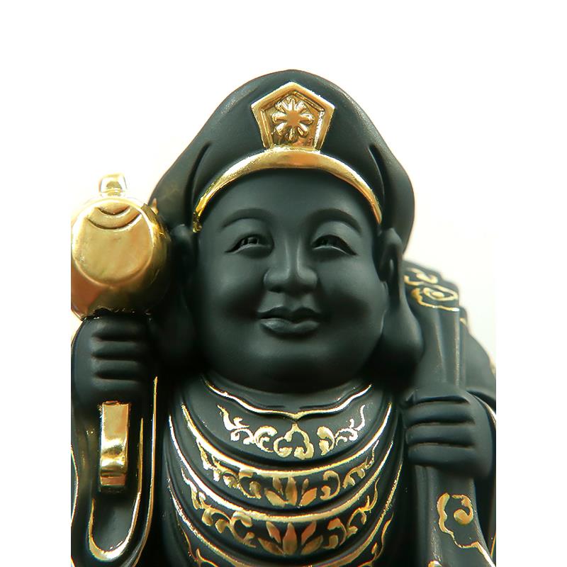 黄杨木雕刻大黑财神佛像饰品黑财神家庙祭拜木制饰品工艺品