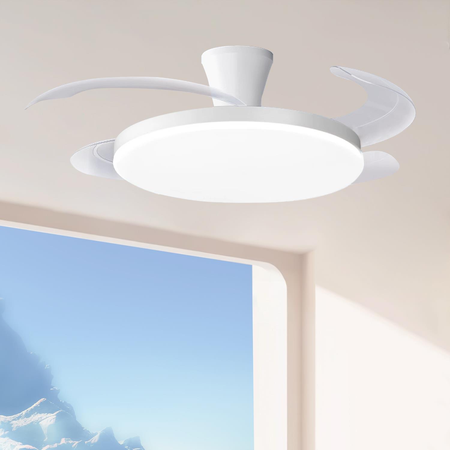 风扇灯吊扇灯简约现代智能APP语音控制变频静音电扇照明一体灯具