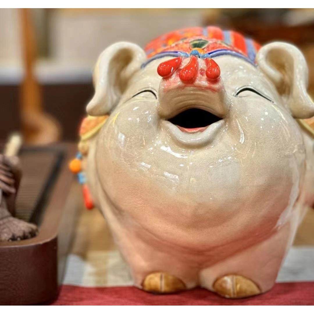 石湾公仔陶瓷生肖猪摆件客厅酒柜中式装饰创意艺术品萌宠动物小猪,家居饰品,装饰摆件,淘宝优惠券,粉丝福利购,淘宝优惠卷