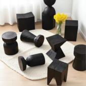 碳化木墩实木异形圆凳根雕凳子民宿边几玄关摆件花架换鞋 凳侘寂风