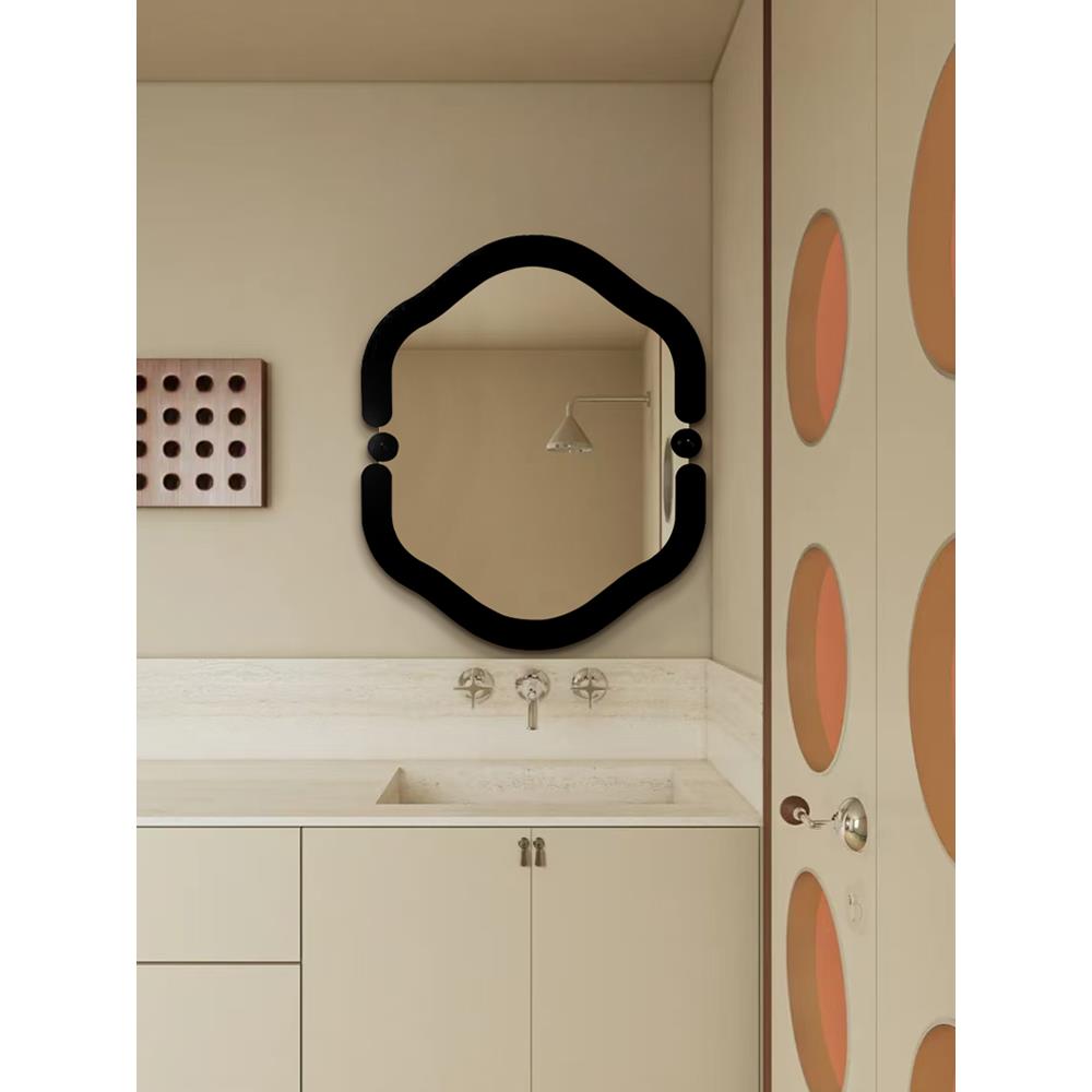 北欧ins风不规则led智能浴室镜酒店民宿卫生间壁挂镜子艺术装饰镜