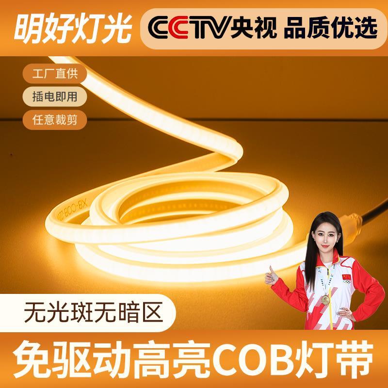 220v灯带led灯条cob客厅吊顶超亮线形灯卧室床头自粘暖光氛围灯