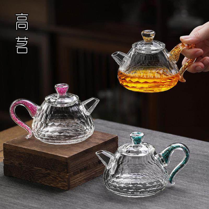 迷你小茶壶水晶玻璃精致女士高档一人喝功夫茶具配件现代轻奢单壶