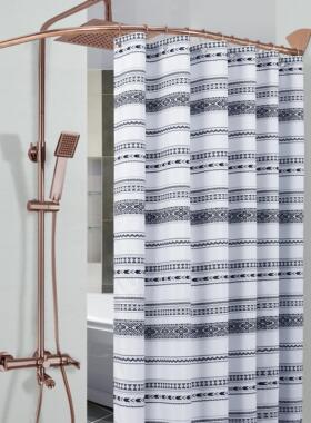 欧式弧形浴帘杆可定制304不锈钢免打孔浴室浴帘隔断帘挂帘l形杆