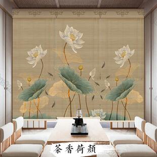 竹帘挂画茶室竹帘卷帘窗帘客厅阳台遮光背景隔断帘装饰定制窗帘