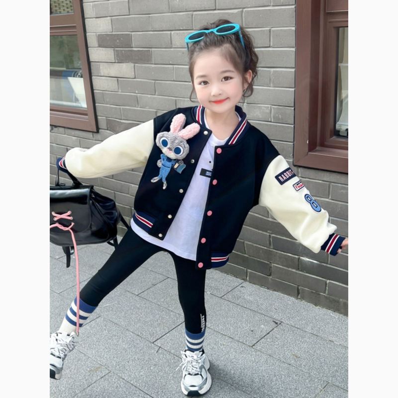 英国NextRoad女童外套春秋款棒球服儿童秋季女孩时髦上衣兔子警官