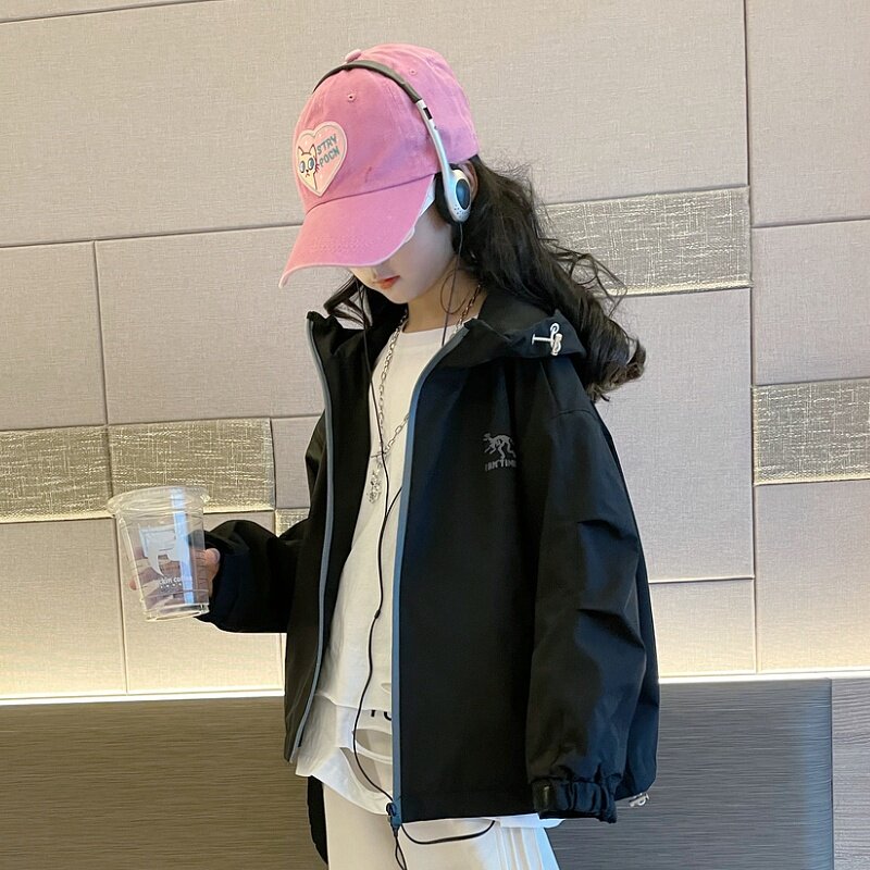 英国netx Kiss女童冲锋衣秋冬款2024新款中大童防水夹克外套