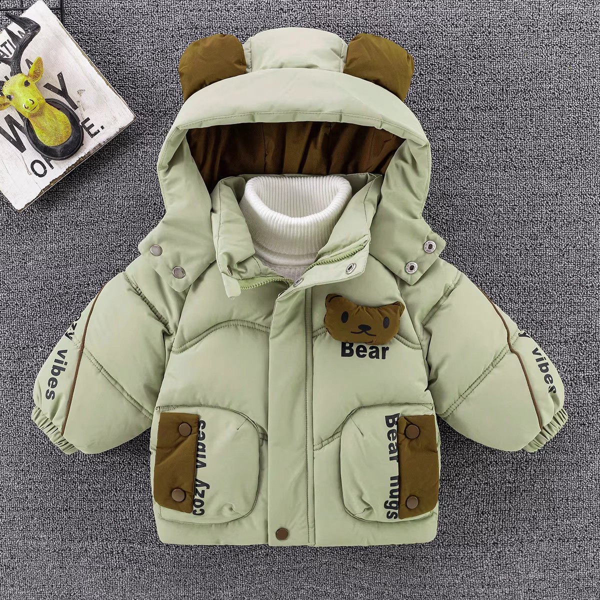 英国DHWA男童羽绒棉服女童冬装加绒加厚棉衣套装冬季棉袄外套洋气