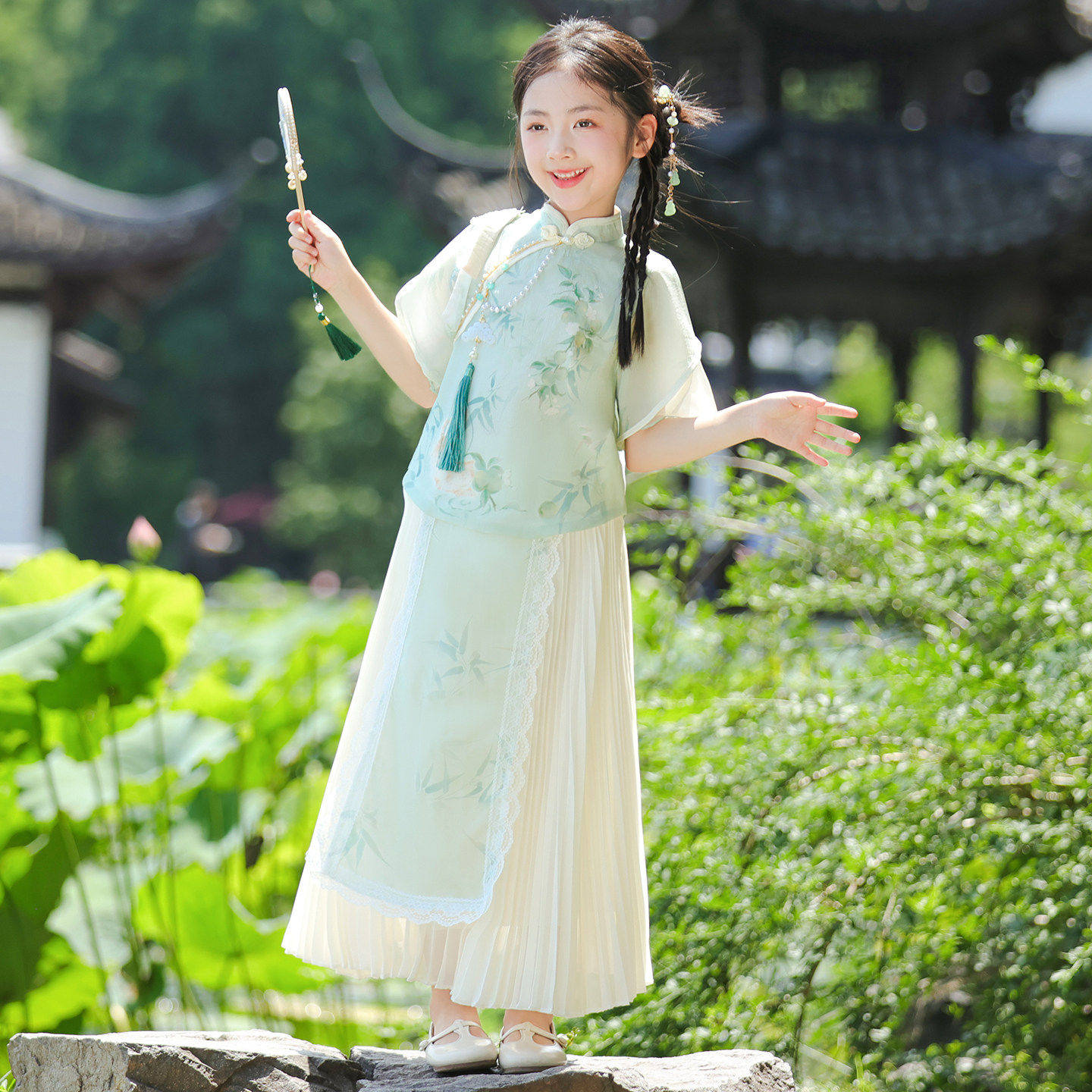 女童2026夏季新款新中式民国风汉服儿童古风唐装小女孩连衣裙春装