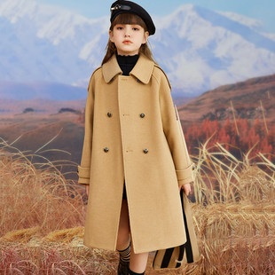 法国BADNUT女童呢子大衣秋冬2026新款加绒加厚儿童毛呢英伦风外套