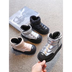 法国BADNUT冬季儿童皮面防水雪地靴2026新款男童棉靴女童防滑