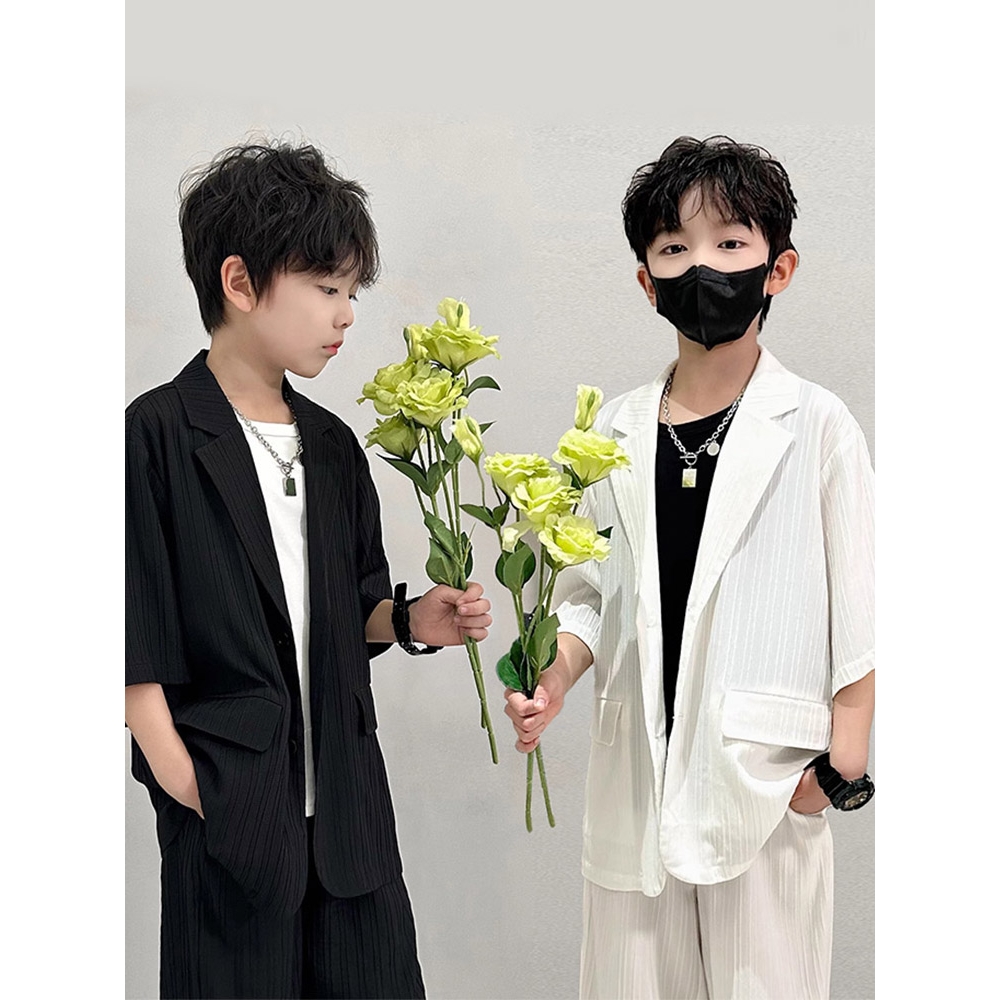 英国Next Kiss儿童套装男童韩版帅气洋气短袖西装夏款西服两件套