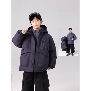 法国BADNUT男童冬季冲锋衣2025新款儿童可拆卸羽绒内胆中大童外套