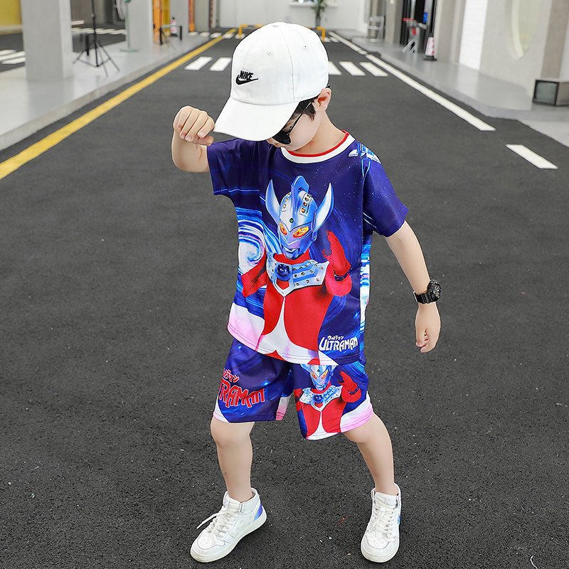 韩国男童夏装套装2026新款男孩夏季网红奥特曼衣服短袖运动儿童装