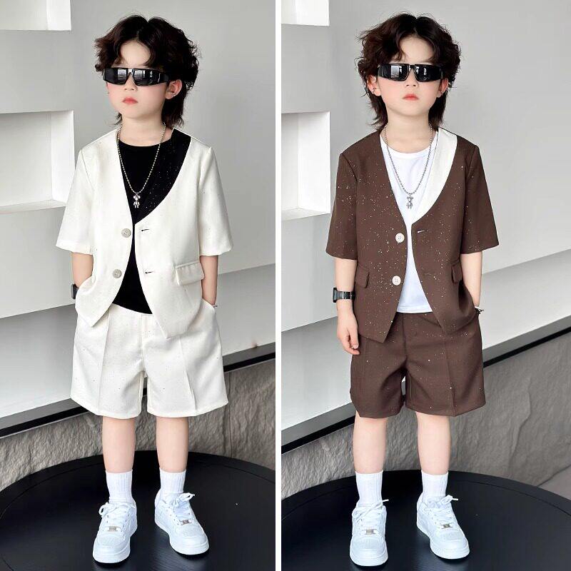 法国Uamtor夏季男童西装套装休闲套装小西服主持人六一演出服